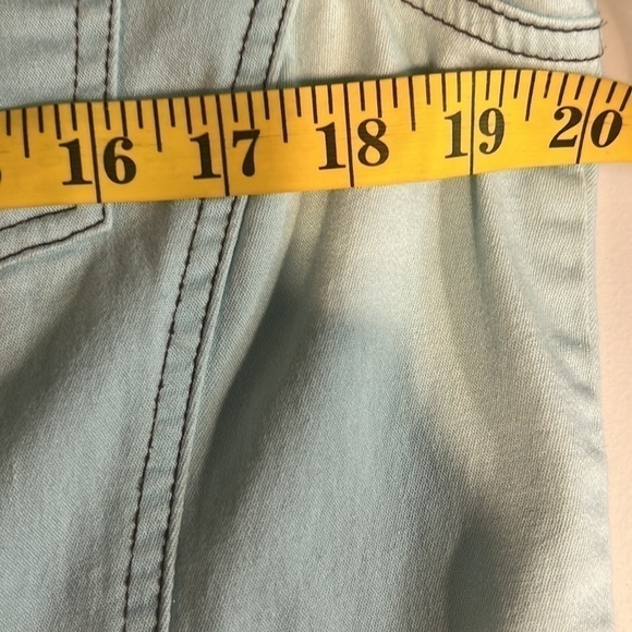 Jean Jacket Style Turquoise Brown  stitching Silver buttons  size large - Picture 7 of 10